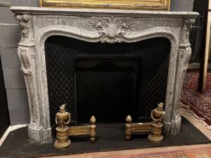 CHM917 - Cheminée en marbre gris Bardiglio, époque XIXe siècle
